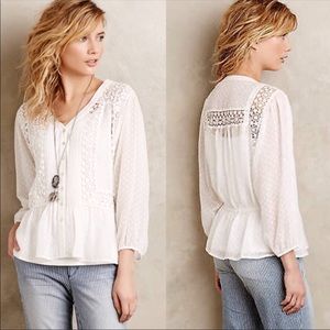 Anthropologie Meadow Rue Clipdot Peasant Top